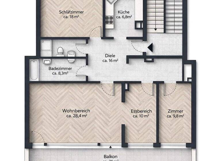 Wohnung zum Kauf 440.000 € 4 Zimmer 112 m² 2. Geschoss Bergstedt Hamburg 22359