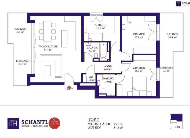 Terrassenwohnung zum Kauf - Erstbezug 647.000 € 4 Zimmer 93,1 m² 2. Geschoss Mühlweg Wien 1210
