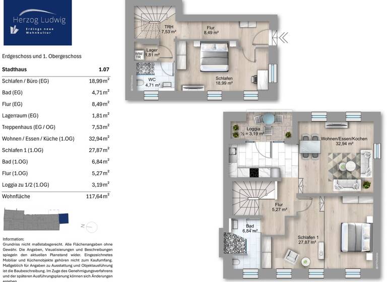 Stadthaus zum Kauf provisionsfrei 929.900 € 3,5 Zimmer 117,6 m² 30 m² Grundstück Haager Straße 11 Altenerding Erding 85435
