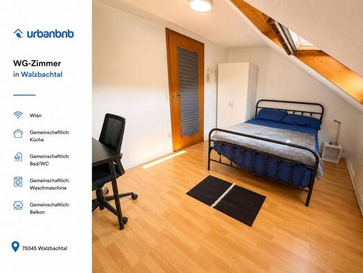 WG-Zimmer zur Miete auf Zeit 550 € 16 m² frei ab sofort Grombacher Straße Jöhlingen Walzbachtal 75045