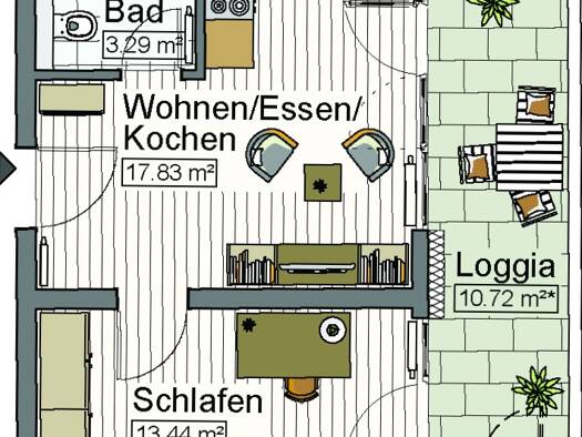 Studio zur Miete 850 € 2 Zimmer 39,9 m² 2. Geschoss frei ab 01.06.2026 Stadtmitte Neu-Ulm 89231