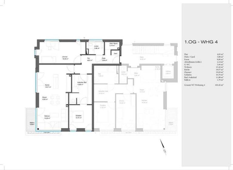Wohnung zum Kauf provisionsfrei 739.000 € 3 Zimmer 100,4 m² 1. Geschoss Niendorf Hamburg 22459