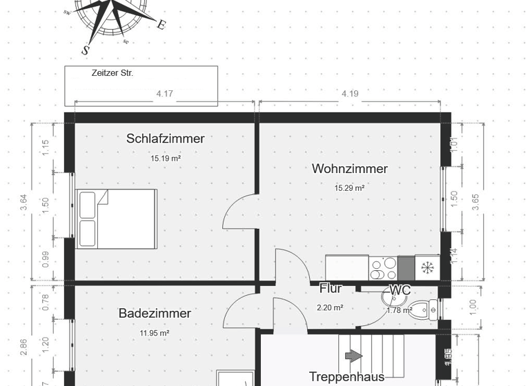 Wohnung zur Miete 300 € 1 Zimmer 41 m² Geschoss 1/2 frei ab sofort Weißenfels 06667