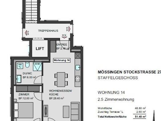 Penthouse zum Kauf - Erstbezug 309.900 € 50,6 m² 3. Geschoss Mössingen 72116