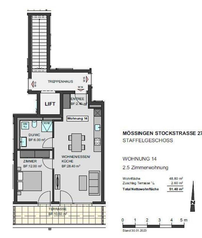 Penthouse zum Kauf 309.900 € 50,6 m² 3. Geschoss Mössingen Mössingen 72116