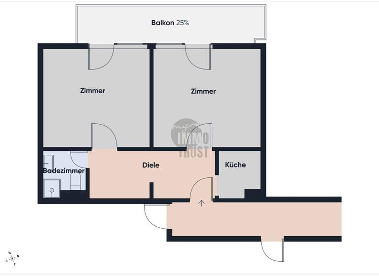 Wohnung zum Kauf 214.000 € 2 Zimmer 44 m² 4. Geschoss Weststadt Karlsruhe 76135