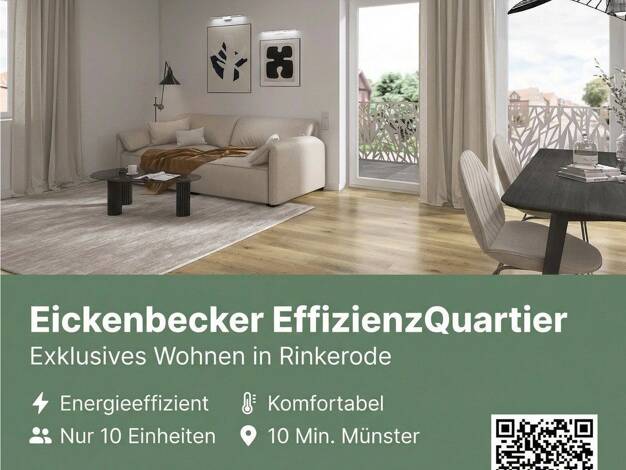 Wohnung zur Miete - Erstbezug 1.490 € 3,5 Zimmer 108,5 m² 1. Geschoss frei ab sofort Eickenbecker Straße 1 Rinkerode Drensteinfurt 48317