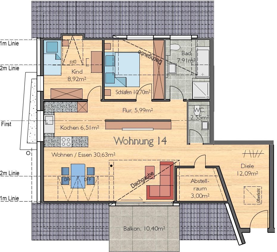 Wohnung zum Kauf provisionsfrei 548.900 € 3 Zimmer 93,5 m²<br/>Wohnfläche 3.<br/>Geschoss Mühlstraße 1 Herrenberg Herrenberg 71083