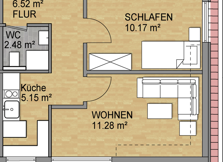 Wohnung zum Kauf provisionsfrei 259.900 € 2 Zimmer 35,8 m² Kumpfmühl-Ziegetsdorf-Neuprüll Regensburg 93051