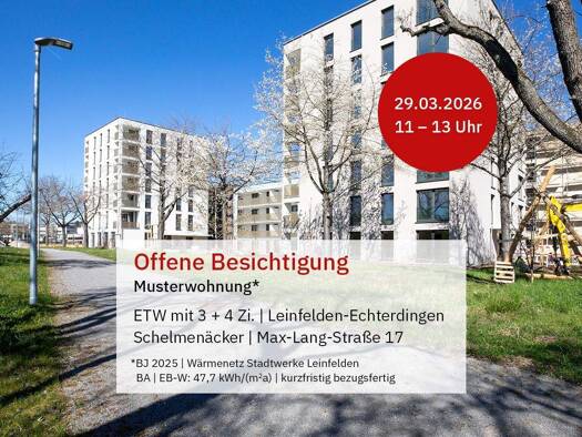 Wohnung zum Kauf - Erstbezug provisionsfrei 497.000 € 3 Zimmer 73,8 m² 4. Geschoss Schelmenäcker 0 Leinfelden Leinfelden-Echterdingen 70771