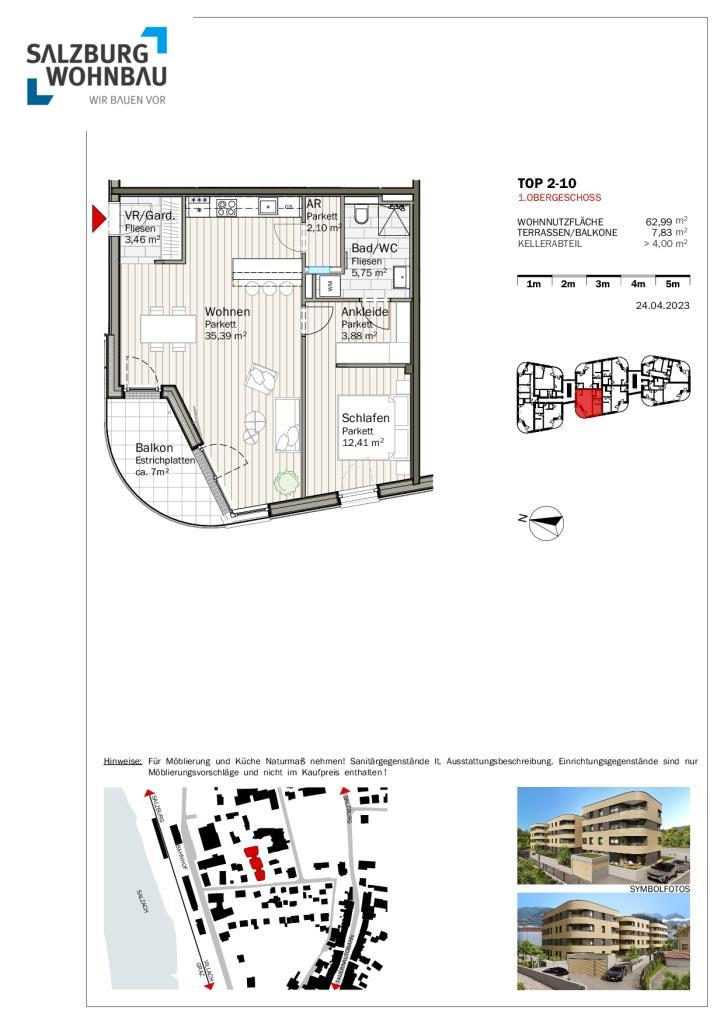 Wohnung zum Kauf provisionsfrei 401.100 € 2 Zimmer 63 m²<br/>Wohnfläche Gangsteig 112 Golling an der Salzach 5440