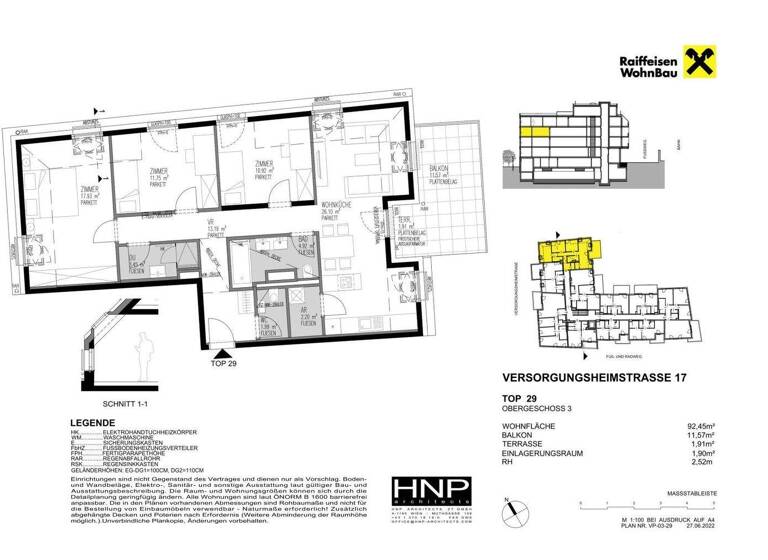 Terrassenwohnung zum Kauf - Erstbezug provisionsfrei 779.000 € 4 Zimmer 92,5 m² 3. Geschoss Versorgungsheimstraße Wien 1130