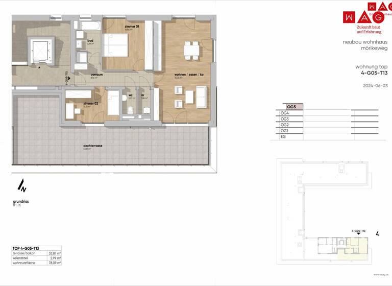 Wohnung zum Kauf - Erstbezug 552.490 € 3 Zimmer 78,1 m² frei ab sofort Mörikeweg Waldegg Linz 4020