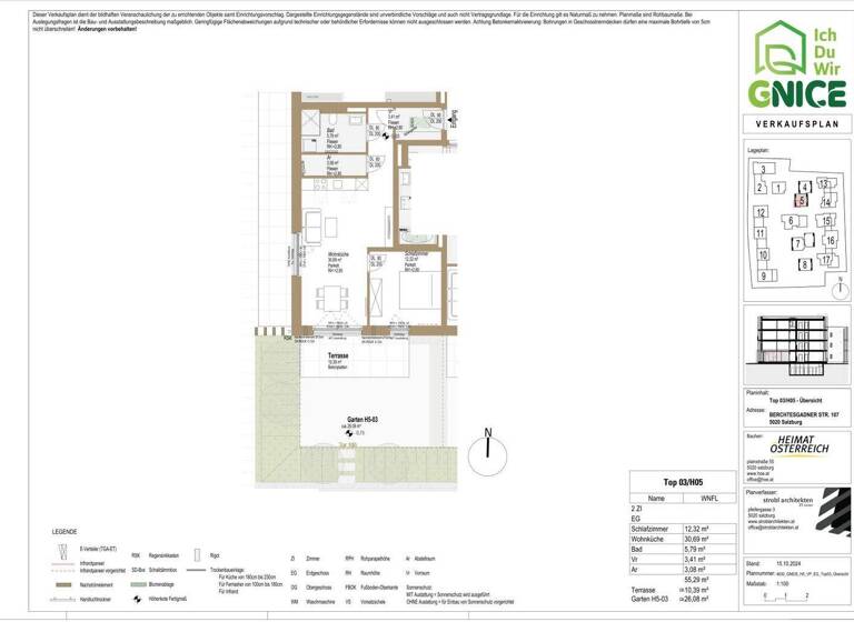 Wohnung zum Kauf - Erstbezug 290.756 € 2 Zimmer 55,3 m² EG Berchtesgadner Straße 107B Morzg Salzburg 5020