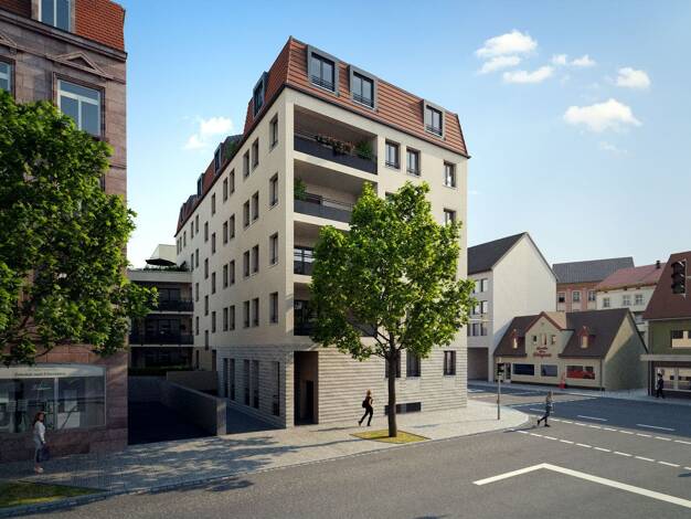 Wohnung zum Kauf - Neubau provisionsfrei 347.750 € 2 Zimmer 58,1 m² 1. Geschoss frei ab sofort Schwabacher Straße 74-76 St Leonhard Nürnberg 90439