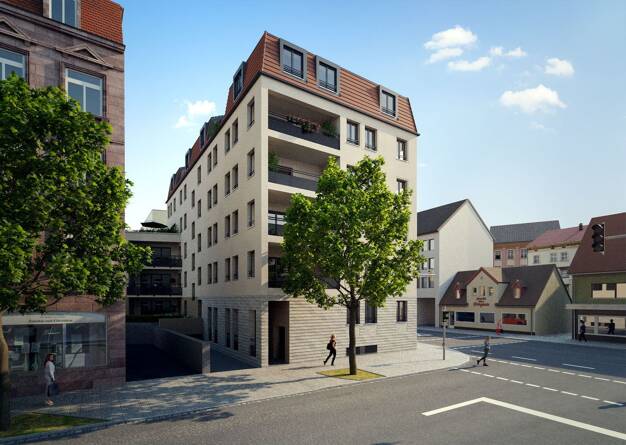 Wohnung zum Kauf - Neubau provisionsfrei 347.750 € 2 Zimmer 58,1 m² 1. Geschoss frei ab sofort Schwabacher Straße 74-76 St Leonhard Nürnberg 90439