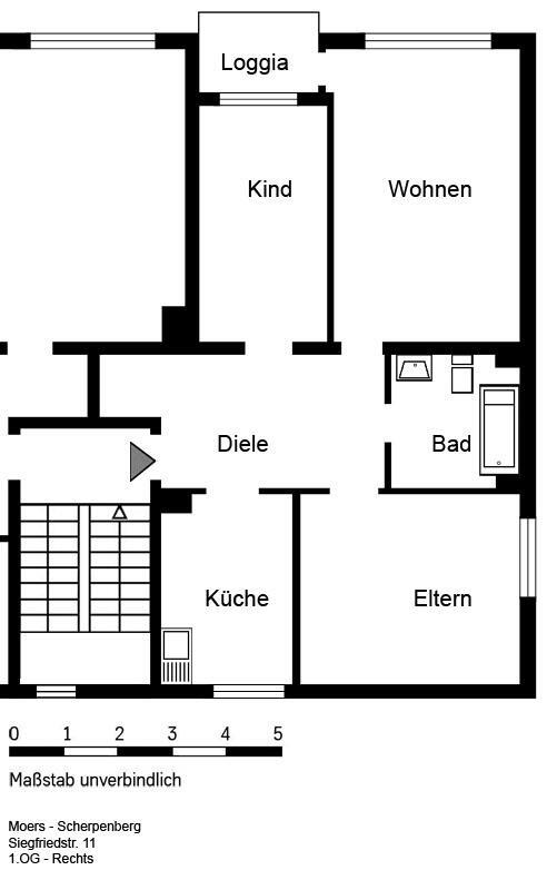 Wohnung zur Miete 589 € 3,5 Zimmer 69 m²<br/>Wohnfläche 1.<br/>Geschoss Siegfriedstraße 11 Scherpenberg Moers 47443