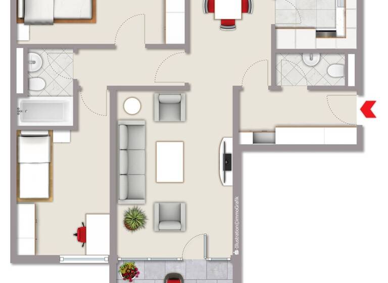 Wohnung zum Kauf 249.000 € 3 Zimmer 82 m² 3. Geschoss Stadionviertel Neuss 41464