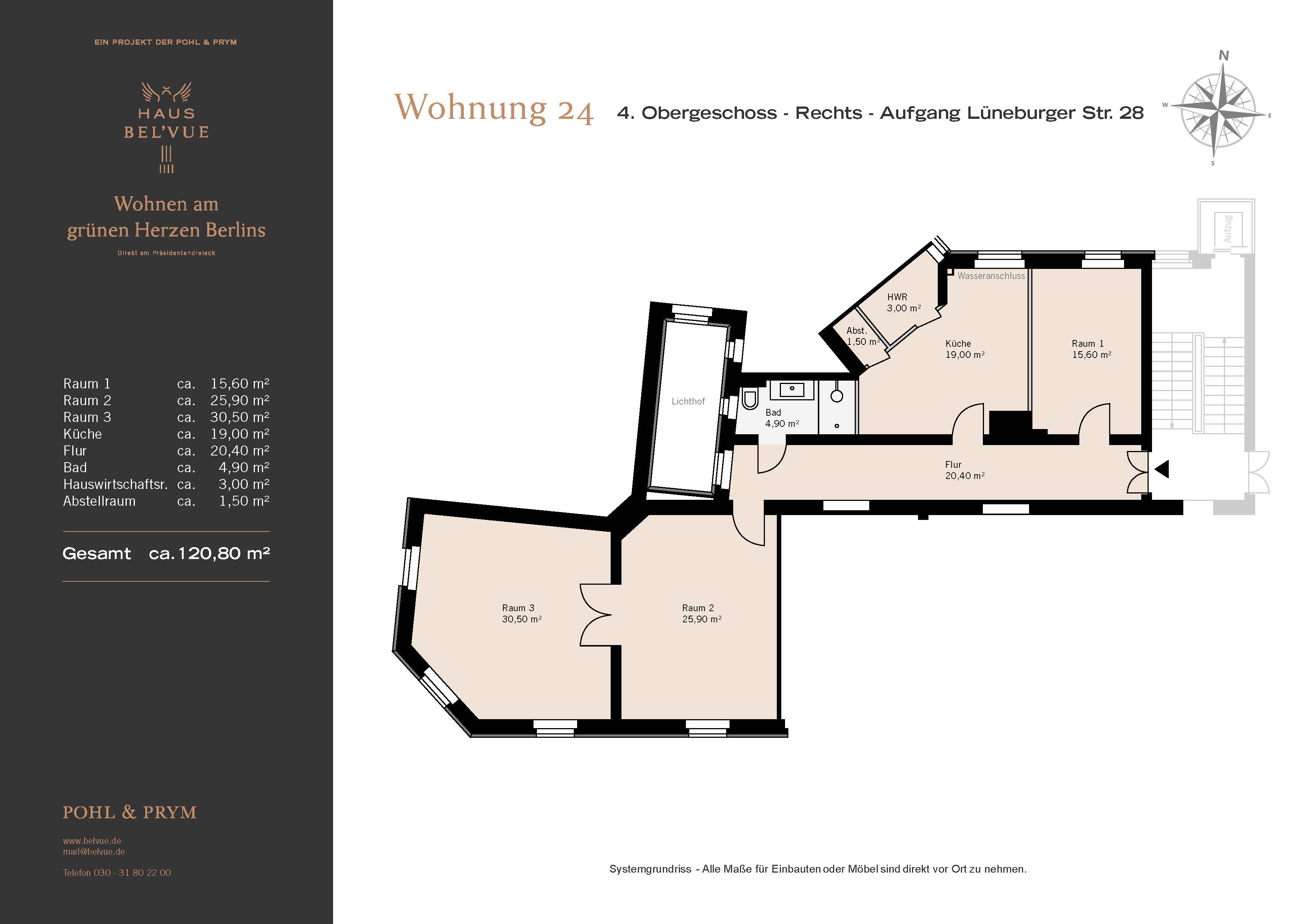 Wohnung zum Kauf provisionsfrei 745.000 € 3 Zimmer 120,8 m²<br/>Wohnfläche ab sofort<br/>Verfügbarkeit Lüneburger Straße 28 Moabit Berlin 10557