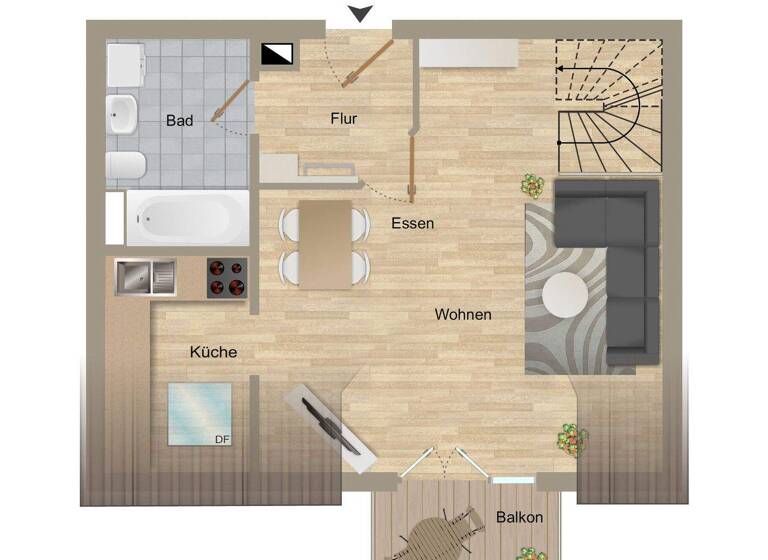 Maisonette zum Kauf provisionsfrei als Kapitalanlage geeignet 329.000 € 2 Zimmer 50 m² Hauptstraße 120 Goldach Hallbergmoos 85399