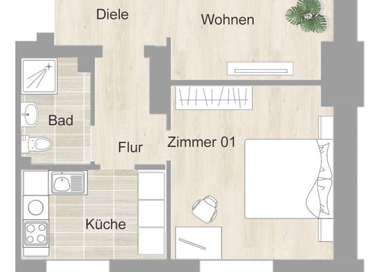 Wohnung zur Miete 598 € 2 Zimmer 58,6 m² EG Münchener Str. 166 Frohnhausen Essen 45145