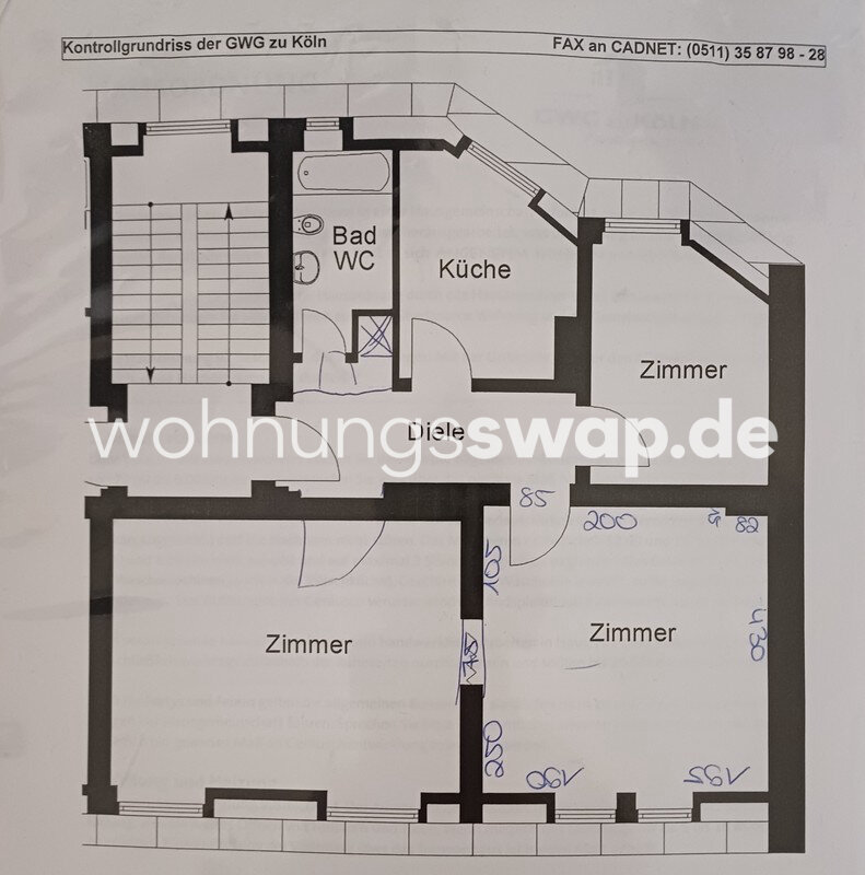 Studio zur Miete 492 € 3 Zimmer 70 m²<br/>Wohnfläche 3.<br/>Geschoss Nippes 50733