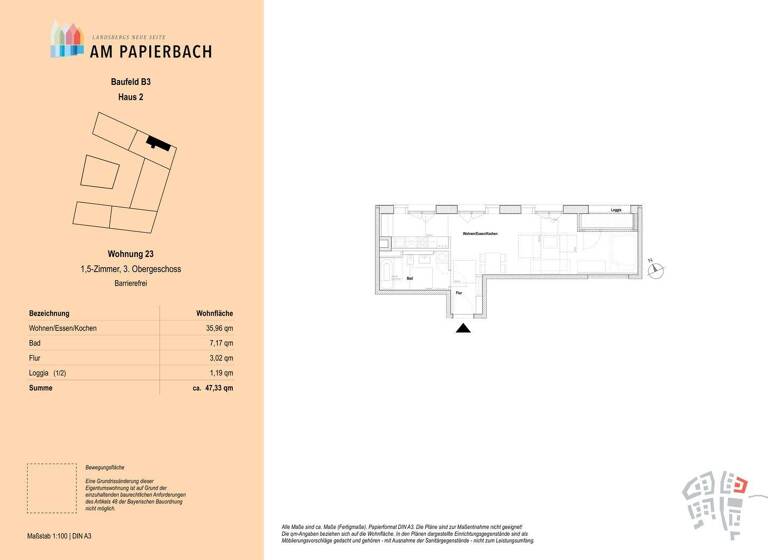 Wohnung zum Kauf - Erstbezug provisionsfrei 439.900 € 1,5 Zimmer 47,3 m² 3. Geschoss Landsberg Landsberg am Lech 86899