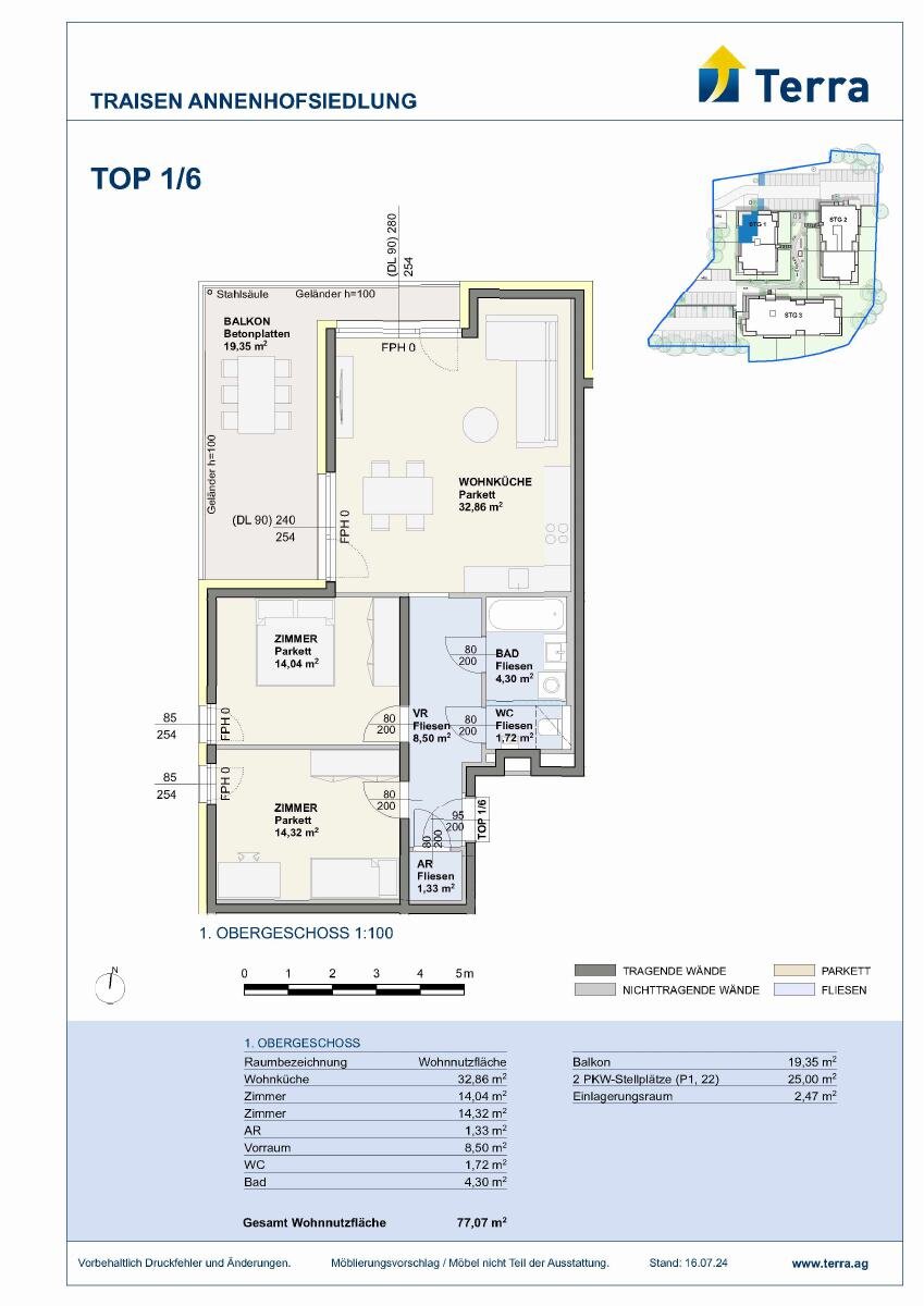 Wohnung zur Miete 835 € 3 Zimmer 77,1 m²<br/>Wohnfläche 01.09.2026<br/>Verfügbarkeit Traisen 3160