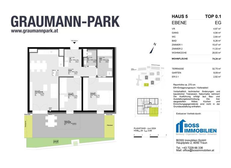 Wohnung zum Kauf - Erstbezug 402.800 € 3 Zimmer 74,2 m² EG Graumannpark 5 Traun 4050