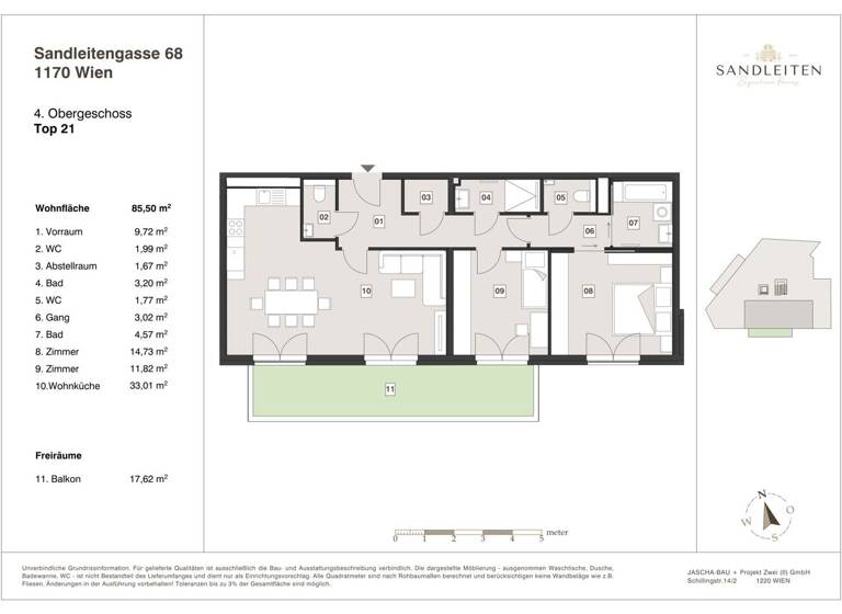 Wohnung zum Kauf - Erstbezug 799.000 € 3 Zimmer 85,5 m² 4. Geschoss Wien,Hernals 1170