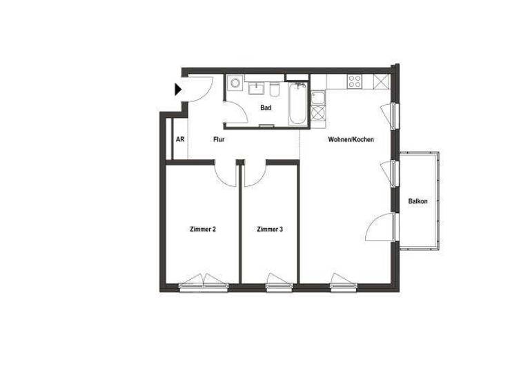 Wohnung zur Miete - Erstbezug nur mit Wohnberechtigungsschein 823 € 3 Zimmer 71,6 m² 1. Geschoss frei ab 01.03.2026 Eidechsenweg 7 Staaken Berlin 13591