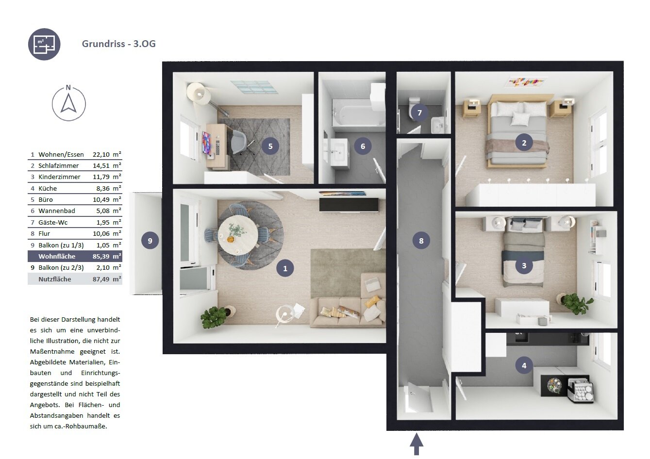 Wohnung zum Kauf 475.000 € 4 Zimmer 85,4 m²<br/>Wohnfläche 3.<br/>Geschoss ab sofort<br/>Verfügbarkeit Germering Germering 82110