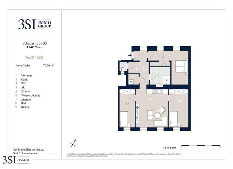 Wohnung zum Kauf - Erstbezug 579.000 € 4 Zimmer 76,4 m² 3. Geschoss Schanzstraße 53 Wien 1140