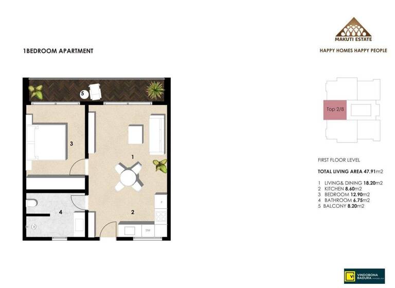 Studio zum Kauf - Erstbezug 87.383 € 2 Zimmer 47,9 m² 1. Geschoss Paje 73204