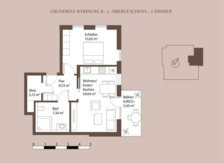 Wohnung zum Kauf - Erstbezug provisionsfrei 444.000 € 2 Zimmer 56,8 m² 1. Geschoss Westenviertel Regensburg 93049