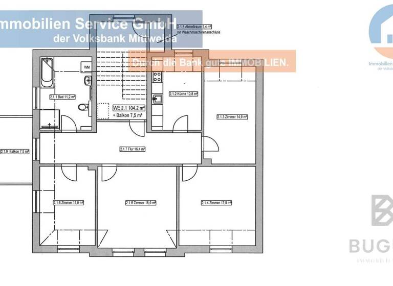 Wohnung zur Miete 730 € 4 Zimmer 104,2 m² frei ab 15.05.2026 Mittweida 09648