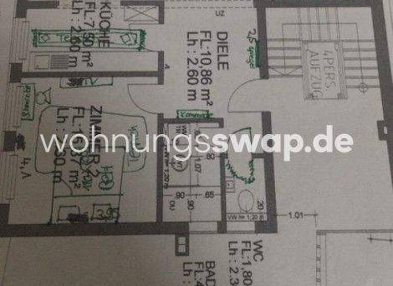 Studio zur Miete Tauschwohnung 1.000 € 3 Zimmer 90 m² 5. Geschoss Neustadt-Süd Köln 50674