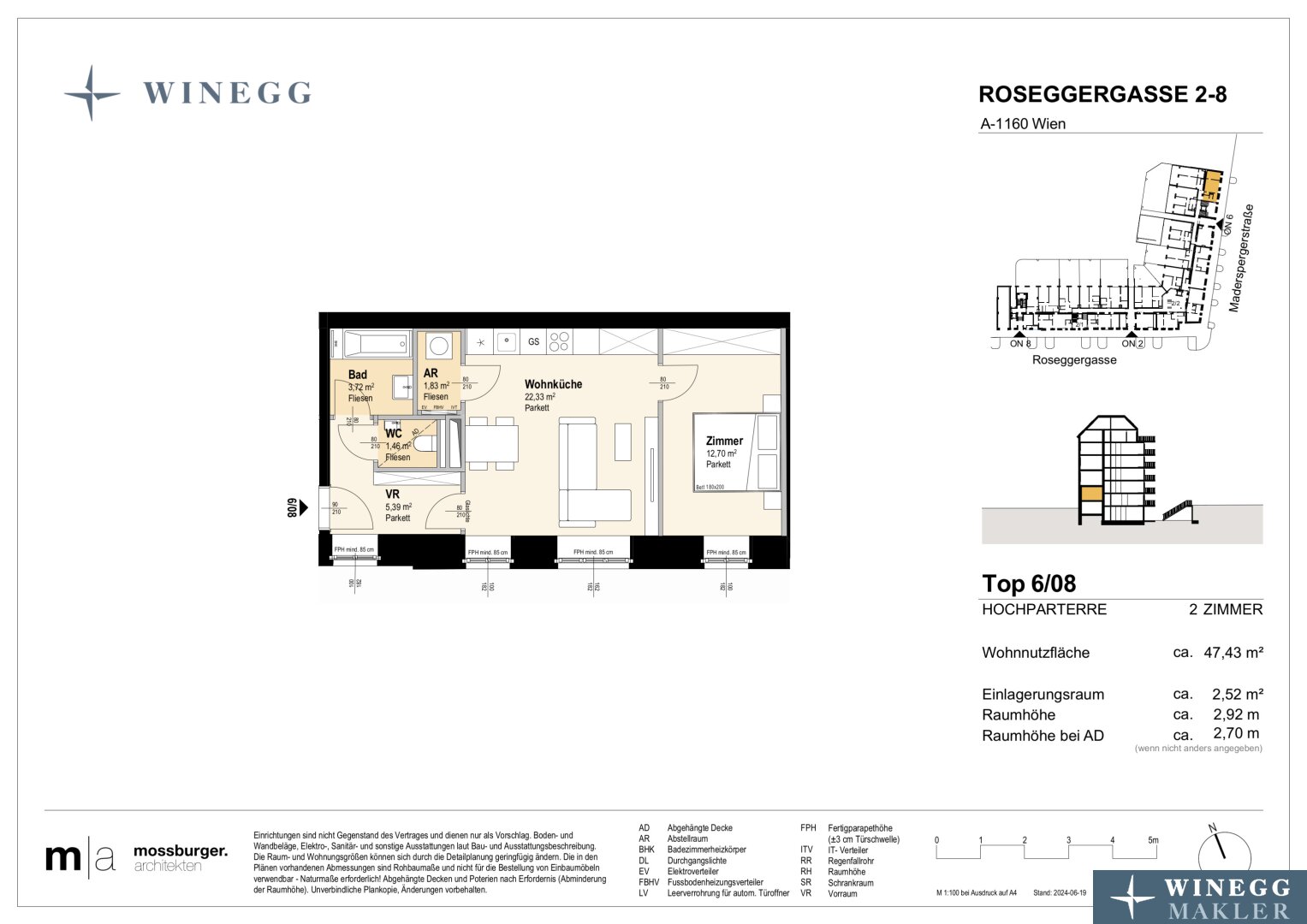 Wohnung zum Kauf 264.100 € 2 Zimmer 47,4 m²<br/>Wohnfläche EG<br/>Geschoss Roseggergasse 2-8 Wien 1160