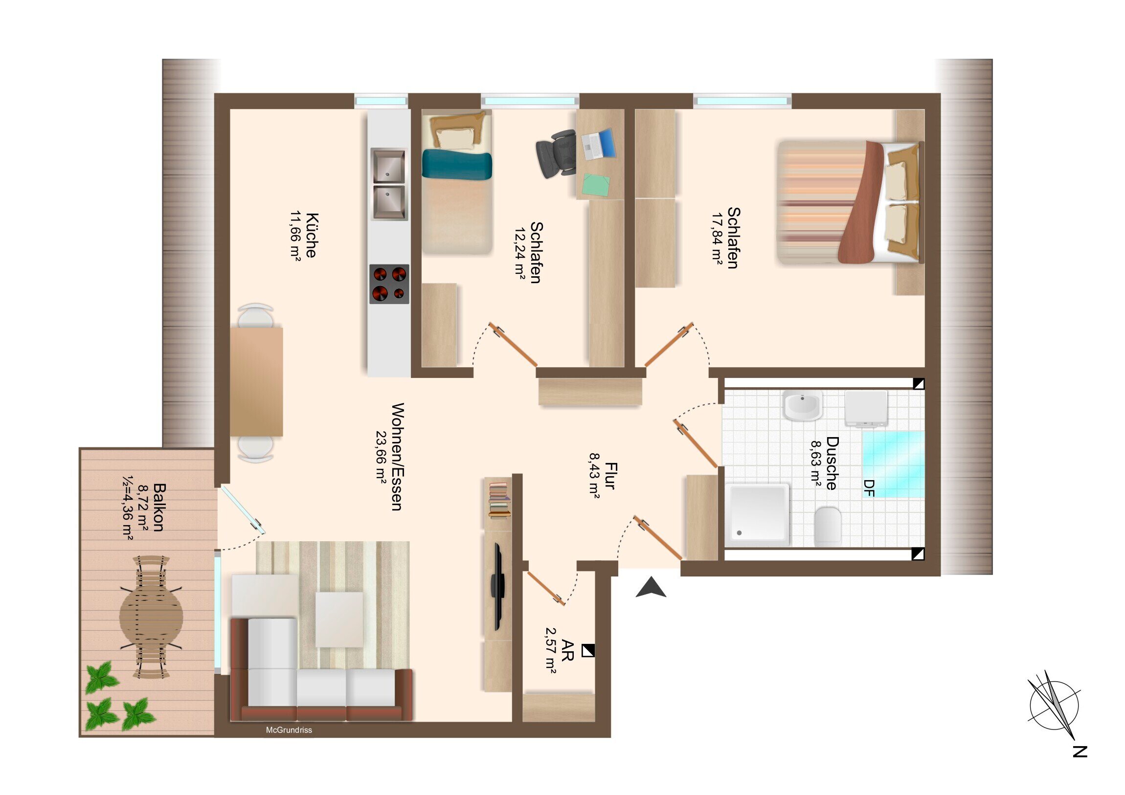 Wohnung zum Kauf provisionsfrei 348.000 € 3 Zimmer 82,8 m²<br/>Wohnfläche Rottweil Rottweil 78628