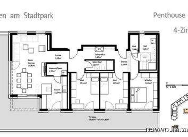 Penthouse zum Kauf - Erstbezug 1.200.000 € 4 Zimmer 164,6 m² 4. Geschoss Burghausen 84489