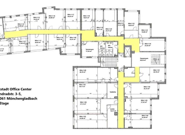 Bürofläche zur Miete 1 Zimmer 35,2 m²<br/>Bürofläche Sandradstraße 3-5 Stadtmitte Mönchengladbach 41061