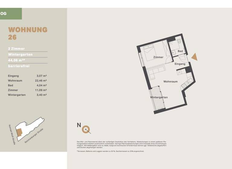Wohnung zum Kauf - Erstbezug provisionsfrei 362.500 € 2 Zimmer 44,1 m² 4. Geschoss Reichenberger Straße 11 Alt-Hohenschönhausen Berlin 13055