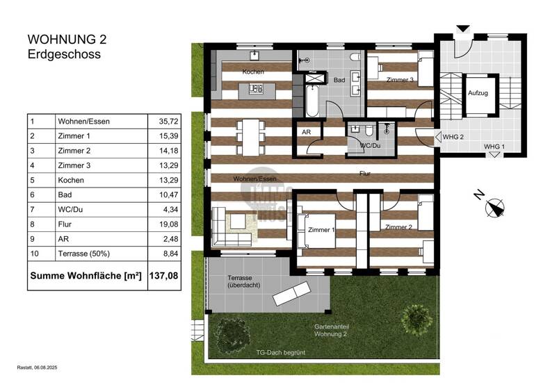 Wohnung zum Kauf - Erstbezug 662.000 € 4 Zimmer 137 m² EG Haueneberstein Baden-Baden / Haueneberstein 76532