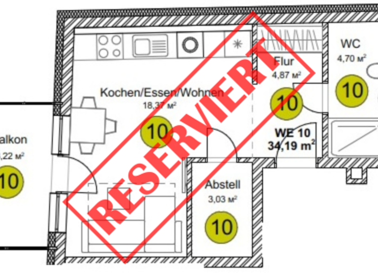 Studio zum Kauf provisionsfrei 144.000 € 1 Zimmer 34,2 m² 1. Geschoss frei ab 01.12.2026 Pfullendorf 88630
