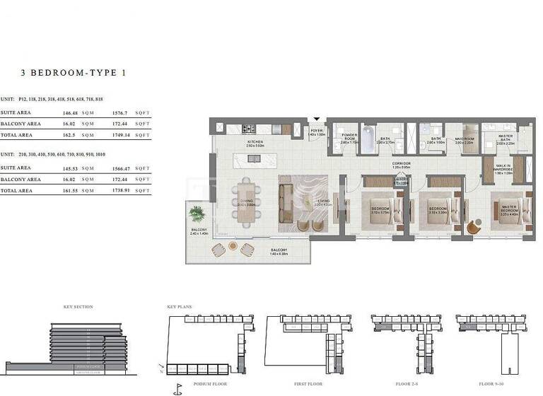 Studio zum Kauf 843.000 € 4 Zimmer 173 m² 6. Geschoss Dubai