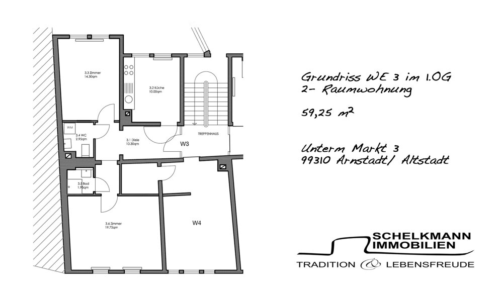 Wohnung zur Miete 590 € 2 Zimmer 59,3 m²<br/>Wohnfläche 1.<br/>Geschoss 01.04.2025<br/>Verfügbarkeit Unterm Markt 3 Arnstadt Arnstadt / Altstadt 99310