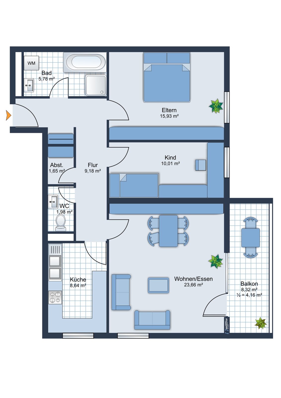 Wohnung zur Miete 890 € 3 Zimmer 81 m²<br/>Wohnfläche 6.<br/>Geschoss Neusäß Neusäß 86356