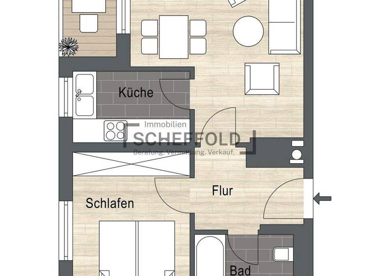 Wohnung zum Kauf 154.900 € 2,5 Zimmer 50,3 m² EG Laupheim 88471