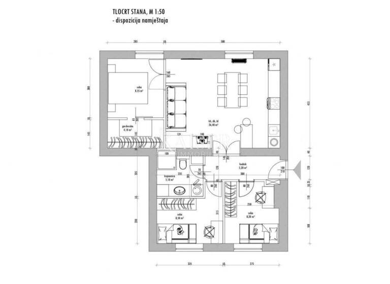 Wohnung zum Kauf 389.000 € 4 Zimmer 64 m² 3. Geschoss Poluotok, Zadar Vostarnica - Poluotok