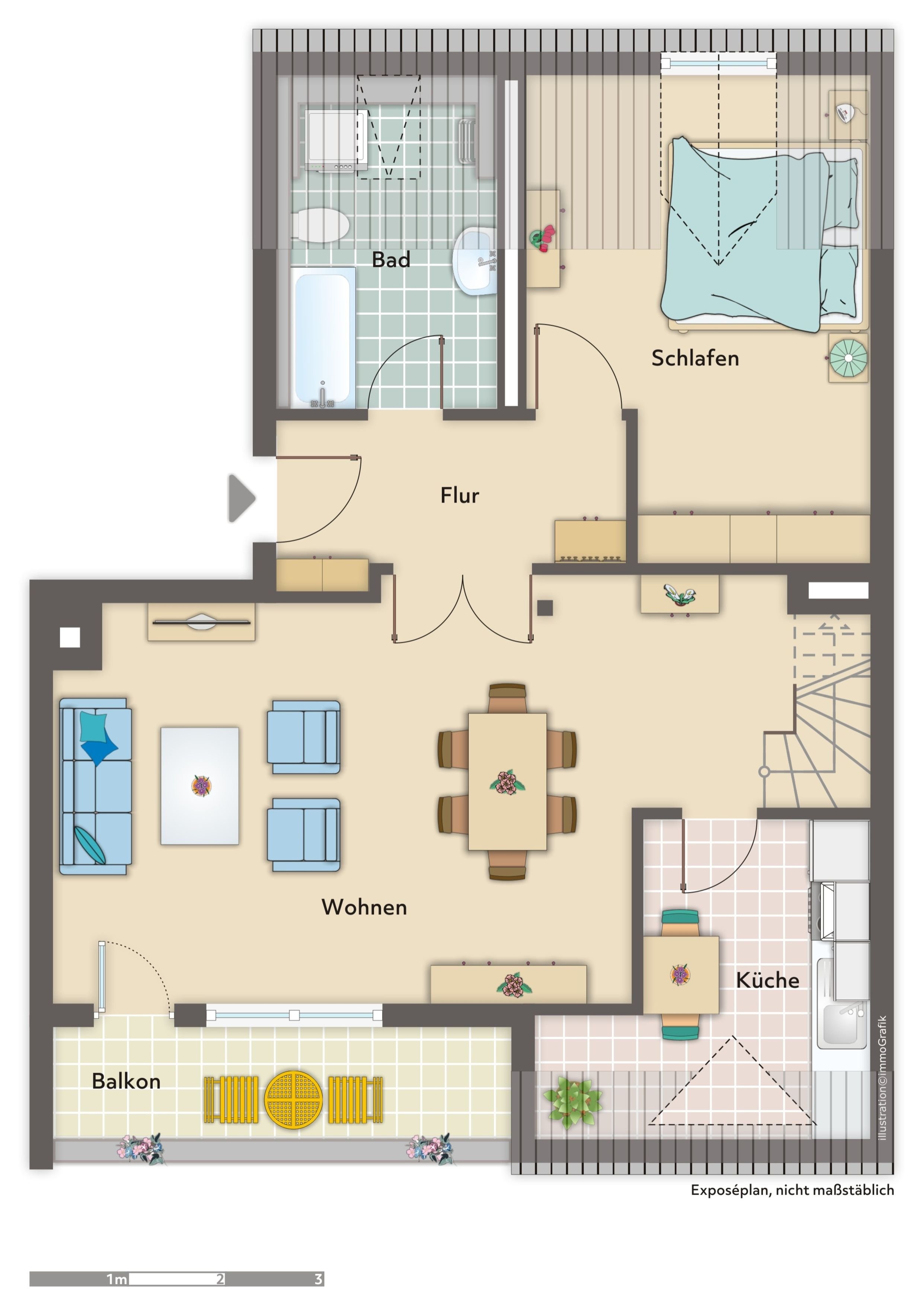 Penthouse zur Miete 1.335 € 89 m²<br/>Wohnfläche 4.<br/>Geschoss ab sofort<br/>Verfügbarkeit Weilheim Weilheim in Oberbayern 82362